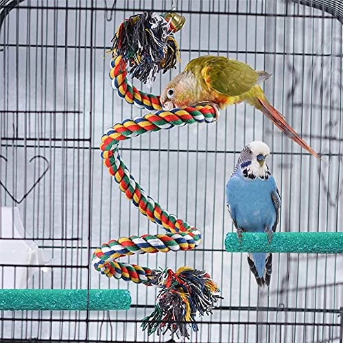  JYDQM 3Pcs/Set Pet Bird Toys Parrot Chew Grinding Claw Stand Perches Cage Cockatiel Parakeet Hanging Toy Parrot Rope