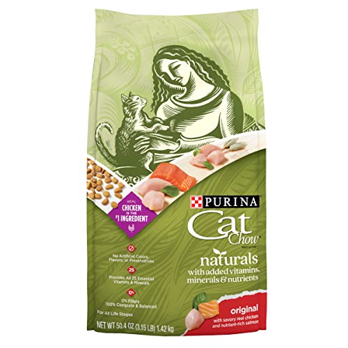  Purina Cat Chow Naturals With Added Vitamins, Minerals And Nutrients Dry Cat Food, Naturals Original - (4) 3.15 Lb. Bags