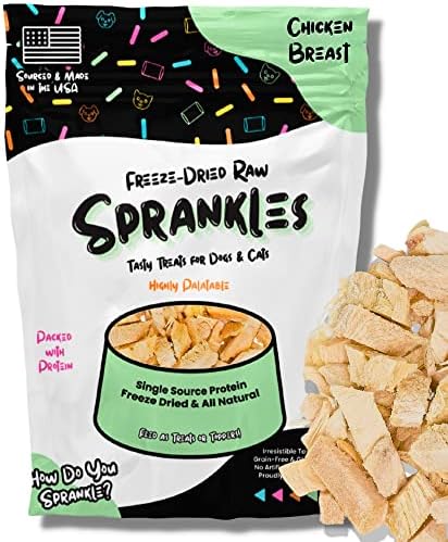  SPRANKLES Freeze Dried Chicken Liver Treats For Cats & Dogs - Single Ingredient All Natural Grain-Free, High Protein, Made In USA - Perfect For Training, Topper Or Snack (Chicken Liver, 6 Ounce)