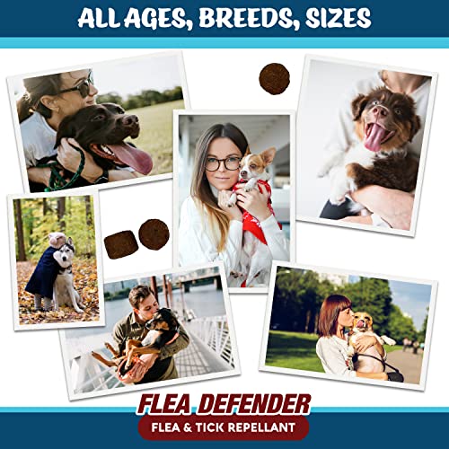  Texas Pet Company Flea Defender Flea And Tick Prevention For Dogs, Chewables For Large To Small Dogs, Natural Bacon Flavor Flea & Tick Control Treats For Dogs Soft Chew Supplement, Made In The USA.