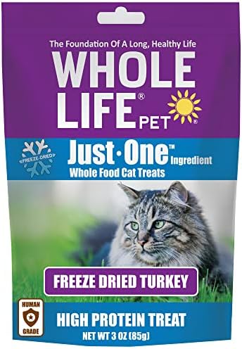  Whole Life Pet Just One Turkey - Cat Treat Or Topper - Human Grade, Freeze Dried, One Ingredient - Protein Rich, Grain Free, Made In The USA