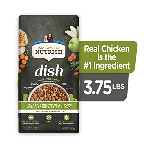  Rachael Ray Nutrish Dish Premium Natural Dry Dog Food, Chicken & Brown Rice Recipe With Veggies & Fruit, 3.75 Pounds