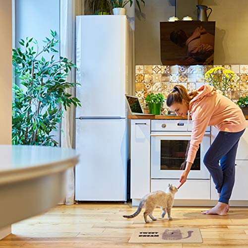  Baluue Large Dog Pads Dog Food Bowl Mat Cat Litter Mat Cat Litter Mats, 60 X 40cm PVC Mat, Pet Feeding Mat Cartoon Cat Litter Pad For Cats Dogs Kittens Puppy (Beige Large Pads