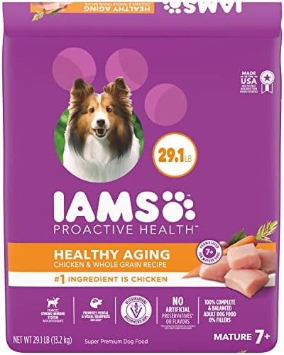  IAMS Healthy Aging Adult Dry Dog Food For Mature And Senior Dogs With Real Chicken, 7 Lb. Bag