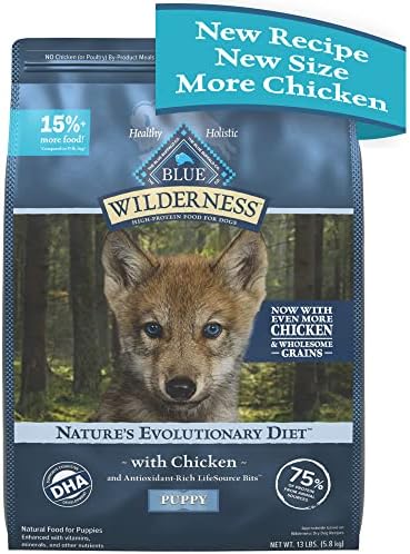  Blue Buffalo Wilderness High Protein Natural Puppy Dry Dog Food Plus Wholesome Grains, Chicken 13 Lb Bag