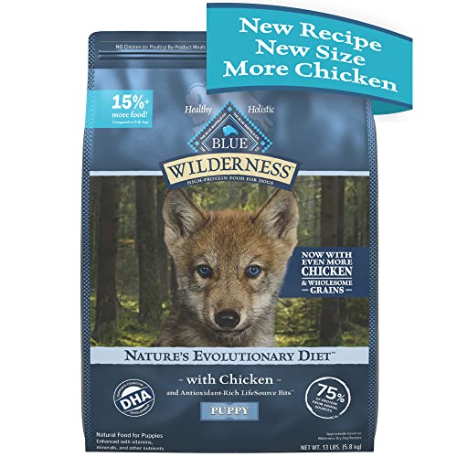  Blue Buffalo Wilderness High Protein Natural Puppy Dry Dog Food Plus Wholesome Grains, Chicken 13 Lb Bag