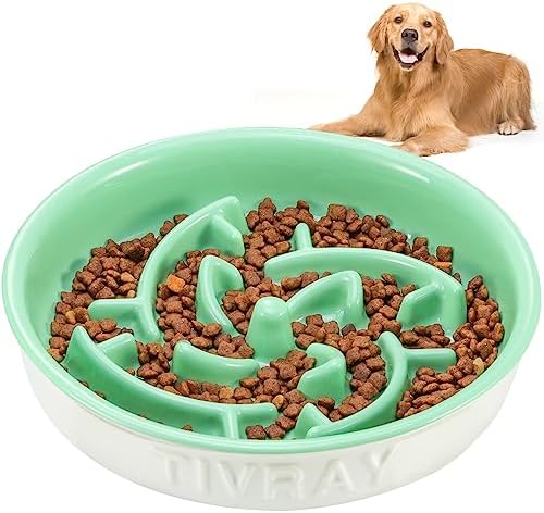  Tivray Slow Feeder Dog Bowls Small Breed, 1.5 Cups Ceramic Dog Slow Feeder Bowl, Puppy Slow Feeder Bowl For Fast Eaters Puzzle Dog Food Bowls Slow Feeder, Slow Eating Dog Bowl For Small & Medium Dogs