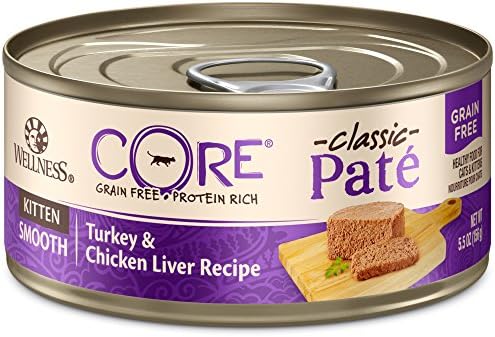  Wellness CORE Grain-Free Wet Kitten Food, Natural Canned Food For Cats, Made With Real Meat (Kitten, Turkey & Chicken Liver, 3 Oz Can, 12 Pack)