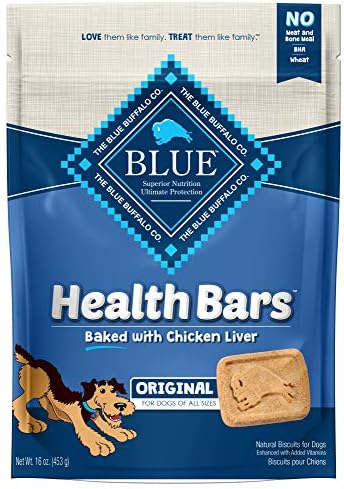  Blue Buffalo Health Bars Mini Natural Crunchy Dog Treats Biscuits, Apple & Yogurt 32-oz Box