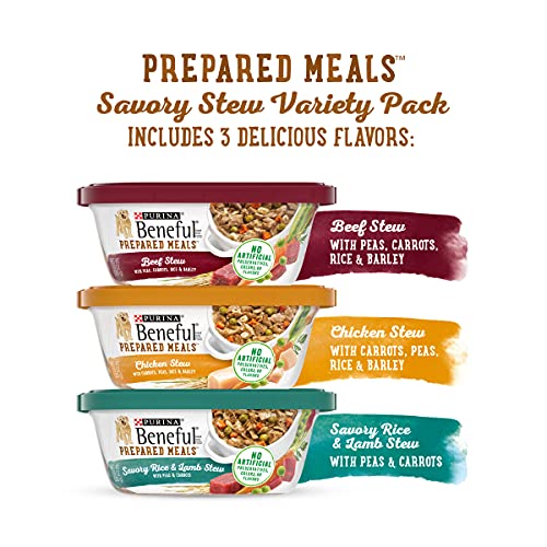  Purina Beneful High Protein, Gravy Wet Dog Food Variety Pack, Prepared Meals Stew - (12) 10 Oz. Tubs