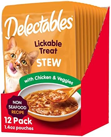  Hartz Delectables Non-Seafood Stew Lickable Wet Cat Treats, Chicken & Duck, 1.4 Ounce (Pack Of 12)