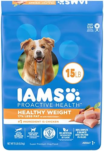  IAMS Adult Healthy Weight Control Dry Dog Food With Real Chicken, 15 Lb. Bag