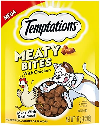  TEMPTATIONS Indoor Care Crunchy And Soft Cat Treats, Chicken Flavor, 2.1 Oz. Pouch (Pack Of 12)