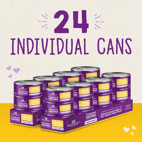  Stella & Chewy’s Carnivore Cravings Savory Shreds Cans – Grain Free, Protein Rich Wet Cat Food – Cage-Free Chicken & Chicken Liver Recipe – (5.2 Ounce Cans, Case Of 24)