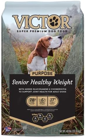  Victor Super Premium Dog Food – Purpose - Senior Healthy Weight – Gluten Free Weight Management Dry Dog Food For Senior Dogs With Glucosamine And Chondroitin, For Hip And Joint Health, 40lbs