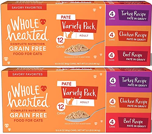 GENERIC WholeHearted Grain Free Adult Wet Cat Food - No Artificial Colors Added (Pate - Savory Favorites, 24 - 2.8 Oz Cans)
