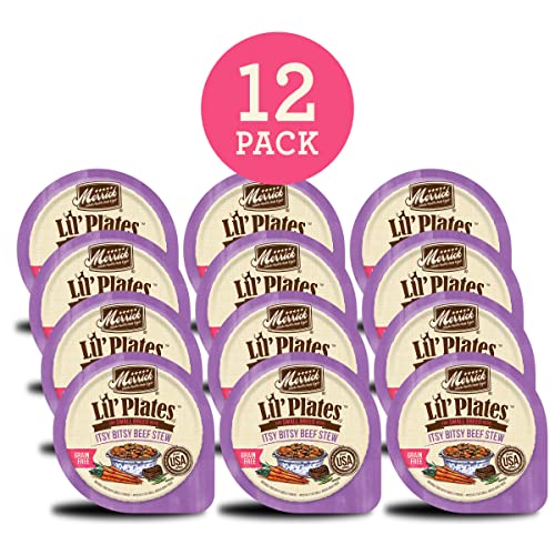  Merrick Lil' Plates Grain Free Small Dog Food, Itsy Bitsy Beef Stew Recipe, Wet Dog Food - (12) 3.5 Oz. Tubs