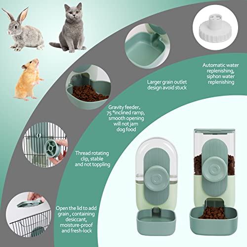  Hanging Automatic Food Water Dispenser,Ufanittel 35oz Auto Gravity Rabbit Feeder And Waterer Set,Cage Pet Hanging Self Dispenser Feeder For Rabbit Chinchilla Hedgehog Guinea Pig Ferret Kitty Puppy