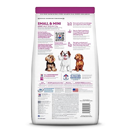  Hill's Science Diet Dry Dog Food, Adult, Small & Mini Breed Dogs, Lamb Meal & Brown Rice, 15.5 Lb. Bag
