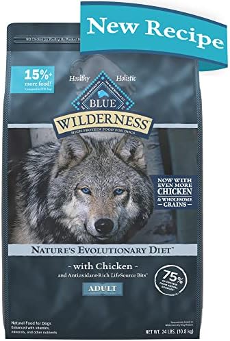  Blue Buffalo Wilderness High Protein Natural Adult Dry Dog Food Plus Wholesome Grains, Chicken 24 Lb Bag