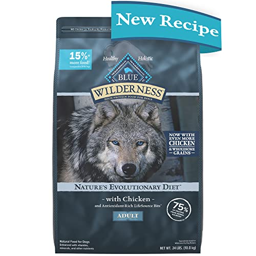  Blue Buffalo Wilderness High Protein Natural Adult Dry Dog Food Plus Wholesome Grains, Chicken 24 Lb Bag