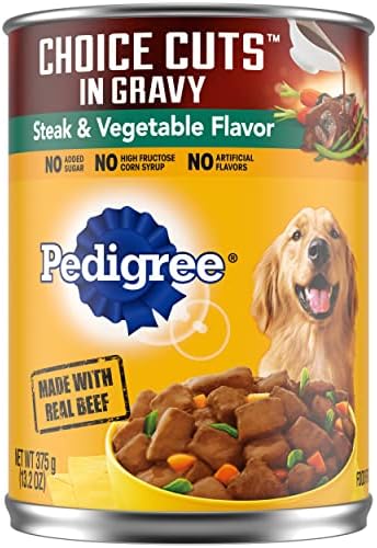  PEDIGREE CHOICE CUTS IN GRAVY Adult Canned Soft Wet Dog Food With Beef, 13.2 Oz. Cans (Pack Of 12)