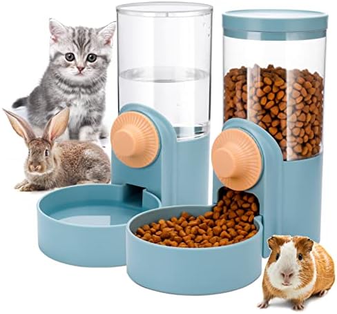  Jspupifip 35oz Rabbit Automatic Food Water Dispenser,Hanging Pet Food Water Dispenser Cage Automatic Feeder Set For Small Cats Dogs Rabbit Chinchilla Guinea Pig Hedgehog Ferret(Green)