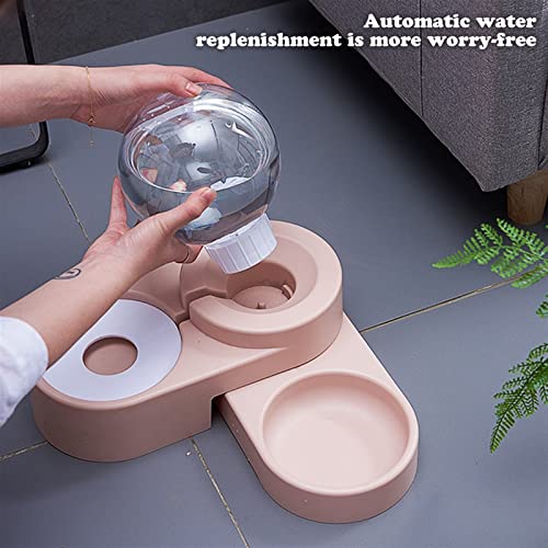  AACARB Cat Water Dispenser, 2 In 1 Dual-use Pet Dog Cat Automatic Water Dispenser With Stainless Steel Food Bowl For Dog Cat Water Bottle Container (Color : Blue No Steel Bowl)