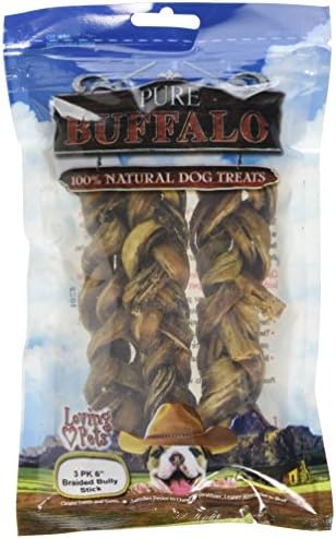  Loving Pets Pure Buffalo 12-Inch Bully Stick Dog Treat, 3-Pack