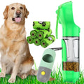 GENERIC DOGBELL 4 In 1 Dog Portable Water Bottle With Food Container And Pet Waste Bag Container With LED Flashlight Additional Plastic Bags Bundle Dog Supplies With Shovel And Snack Storage Green 9100