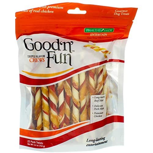  Healthy Hide Good 'n' Fun Triple Flavor Chews, Twists By Healthy Hide (Pack Of 3)