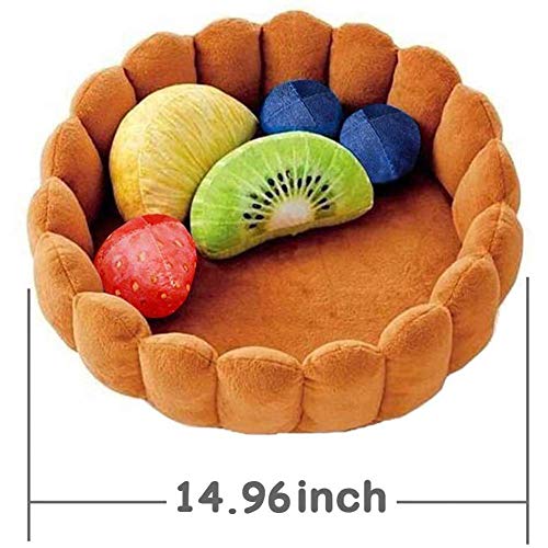 S-Lifeeling Pet Tart Bed Cushion Detachable Soft Fuzzy Cat Bed Winter Plush Lovely Tart Warm Nest Kennel Comfortable Extended Dog Mat Pad