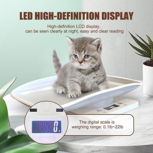  Digital Pet Scale, Cat Scale, Small Animal Weight Scale Portable Electronic LED Scales(Max. 22 Lbs), Multifunction Kitchen Scale For Weighing Puppy/Kitten/Hamster/Hedgehog/Tortoise/Food