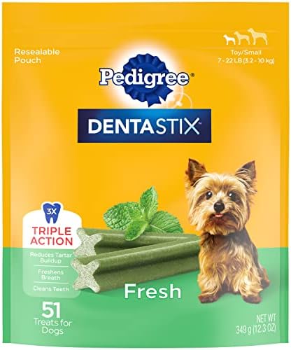  PEDIGREE DENTASTIX Dental Dog Treats For Toy/Small Dogs Fresh Flavor Dental Bones, 1.54 Lb. Value Pack (102 Treats)
