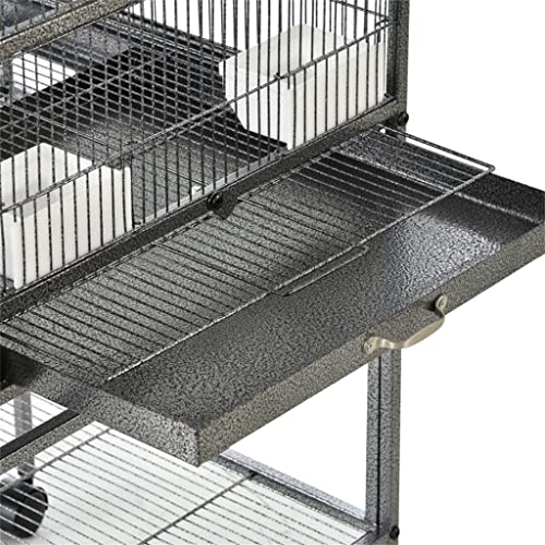  ACQUIRE Metal Bird Cage For Finch Canaries Parakeets Cockatiels With Rolling Stand, Removable Metal Tray, Wood Perch