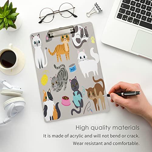  Cute Kitty Cat With Cat Breeds Toys And Food Plastic Clipboard Lovely Cat Kitchen Clipboards Low Profile Clip Boards For Students Office Man Woman Kids Standard A4 Letter Size 12.5x9 Inch Silver