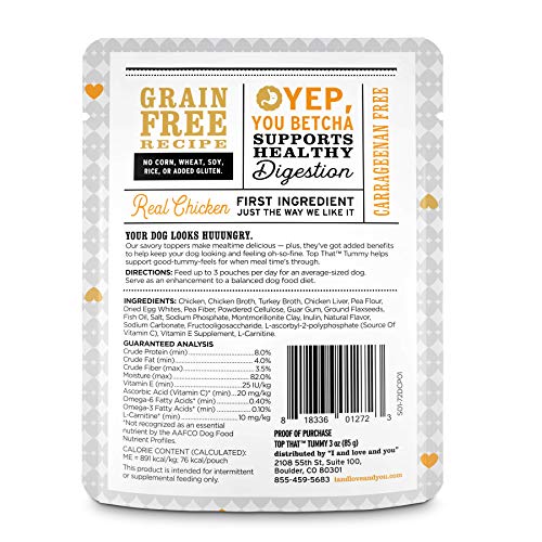  "I And Love And You" Top That Tummy Wet Dog Food Pouch, Chicken Recipe In Gravy, 3 Oz (Pack Of 12)