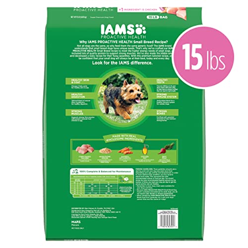  IAMS Small & Toy Breed Adult Dry Dog Food For Small Dogs With Real Chicken, 15 Lb. Bag