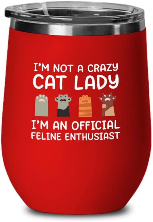  Flairy Land Cat Lady Black Wine Tumbler 12oz - Passionate About Cats -Cat Funny Gifts Cat Mom Cat Grandma Pet Paw Kitten Whiskers Cat Lovers Feline Cat Person Cat Rescuer
