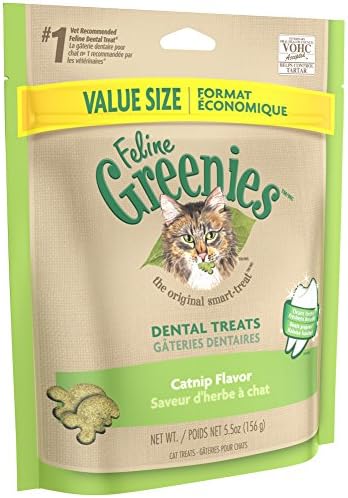  FELINE GREENIES Natural Dental Care Cat Treats Catnip Flavor, 5.5 Oz. Pack