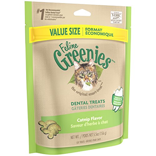  FELINE GREENIES Natural Dental Care Cat Treats Catnip Flavor, 5.5 Oz. Pack