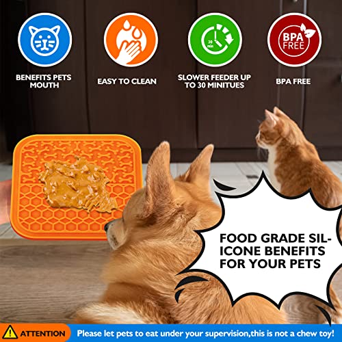  4 Pack Lick Mat For Dogs, Dog Slow Feeder Dowl Mat For Bathing Grooming Nailing Trimming, Food-Grade, Non-Toxic, Licking Pad For Dogs And Cats, Puzzle Feeding Mat For Pets