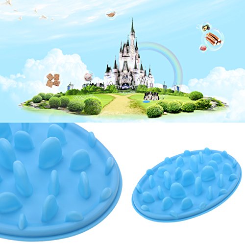  POPETPOP Pet Dog Cat Anti-Choke Slow Feeder Bowl - Anti Gulping Feeder Non-Slip Pet Food Water Dish - Healthy Eating Diet For Cat Dog No Gulp Bloat - Size S(Blue)