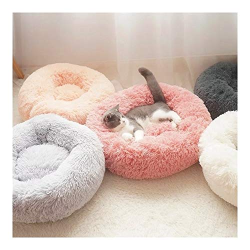  YangYan Kennel Round Pet Cat Bed Soft Plush Cat Dog House Matress Mat Winter Puppy Warm Nest Soft Pet Cat Sleeping House (Color : Grey, Size : 35cm)