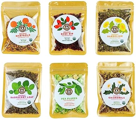 GuineaDad Organic Guinea Pig Herbal Treats - Guinea Pig Food With Convenient Packaging - Raspberry Leaf Flavor - 2-oz - Guinea Pig Treats Help With Bonding - High In Nutrition And Fiber - Large