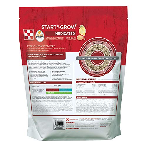  Purina Start & Grow Starter/Grower Medicated Feed Crumbles, 5 Lb Bag