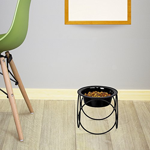  Platinum Pets Olympic Single Diner Feeder With Stainless Steel Dog Bowl, Large, Midnight Black