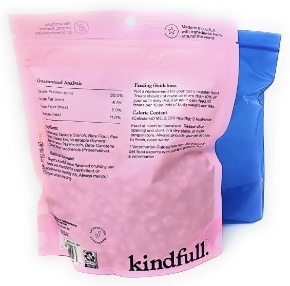 GENERIC Kindfull Crunchy Treats Salmon Flavored For Cats, 16 Oz (Pack Of 2) And Resealable Bags
