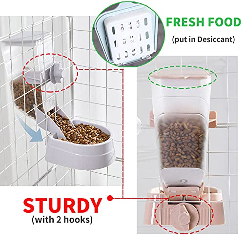  1L Automatic Rabbit Food Dispenser, Rabbit Food And Water Bowls, Small Pet Feeder With Lid, Great For Rabbits, Ferrets, Cats, Birds