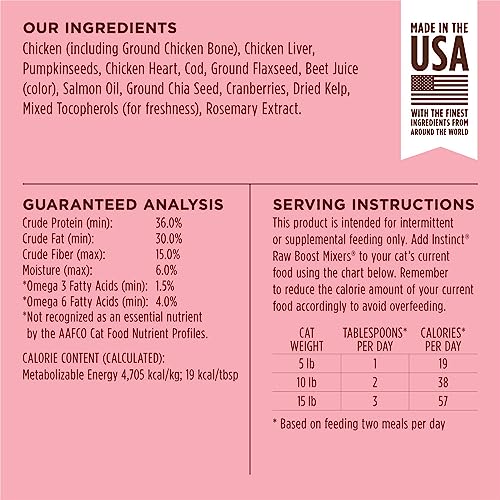  Instinct Freeze Dried Raw Boost Mixers Grain Free Skin & Coat Health Recipe All Natural Cat Food Topper By Nature's Variety, 5.5 Oz. Bag
